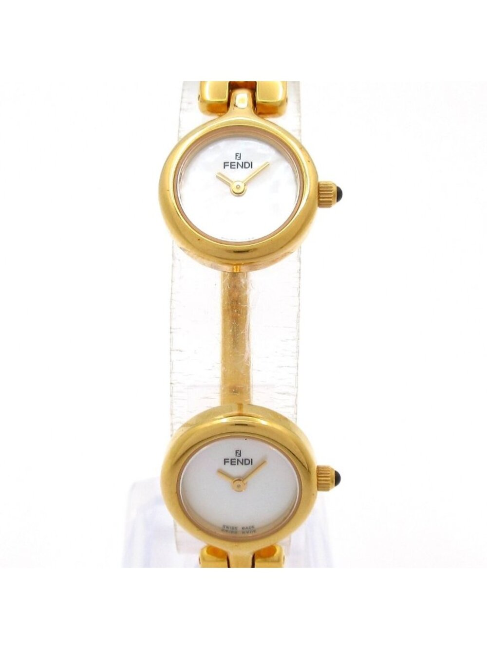 Fendi Watch Double Face Bangle Shell Dial White
